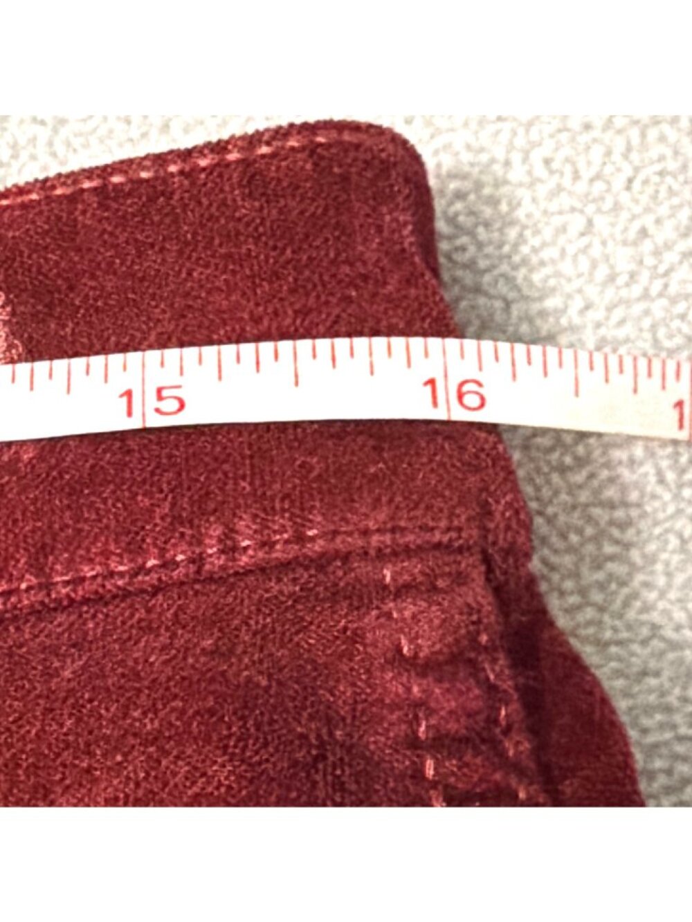 Madewell Womens Burgundy Stretch Velveteen Mini Skirt Straight Fit Size 28 - Picture 7 of 8